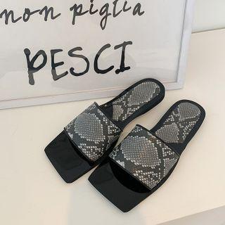Square-toe Python Slide Sandals