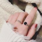 Set: Love Lettering Alloy Ring + Disc Ring 1.7cm - Ring Set - One Size