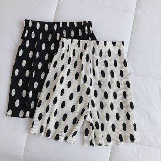 Dotted Band-waist Straight-cut Shorts