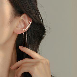 Rhinestone Letter Ear Cuff Rose Gold (1pc) - One Size