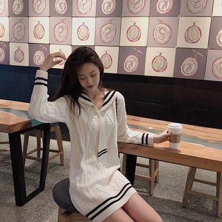 Long-sleeve Knit Top Off-white - One Size
