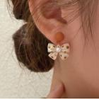 Polka Dot Bow Faux Pearl Dangle Earring 1 Pr - Coffee & White - One Size
