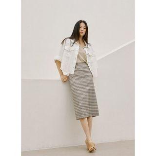 Elbow-sleeve Linen Blend Jacket Ivory - One Size