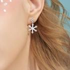 925 Sterling Silver Rhinestone Snowflake Dangle Earring 1 Pair - Silver - One Size