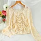 Shirred Long-sleeve Lace Top