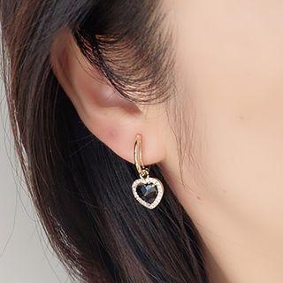 Heart Earring 1 Pair - Black - One Size