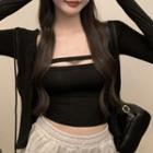 Cropped Tube Top / Zip-up Hoodie