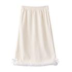 Fluffy Trim Bow-accent Midi A-line Skirt