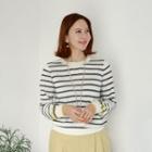 Stitch-trim Stripe Knit Top