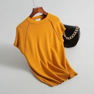 Plain Cap-sleeve Knit Top