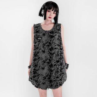 Sleeveless Textured Mini A-line Dress