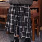 Gingham A-line Skirt Dark Gray - One Size