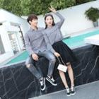 Couple Matching Gingham Shirt/ Set: Long-sleeve Top + A-line Skirt