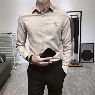 Long Sleeve Embroidered Plain Shirt