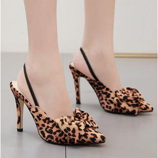 Leopard Print Pointed High Heel Sandals