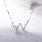 Rhinestone Geometry Necklace 1 Pc - 925 Silver - Silver - One Size