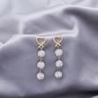 Heart Rhinestone Dangle Earring 1 Pair - E2950 - Gold - One Size