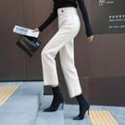 Mid-rise Wool Blend Straight-cut Pants
