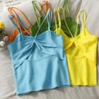 Cutout Ribbon-front Crop Knit Top In 6 Colors