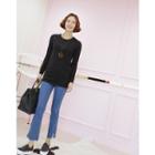 Hidden Band-waist Fringed Boot-cut Jeans