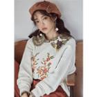 Pert Pan-collar Plaid Blouse With Tie