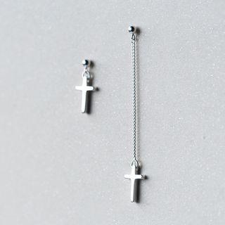 925 Sterling Silver Cross Non-matching Earrings