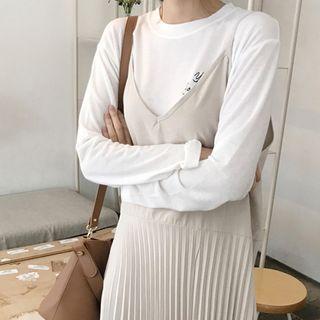 Letter-embroidered T-shirt Ivory - One Size