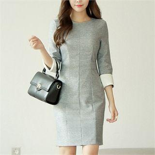 Cuffed 3/4-sleeve Mini Sheath Dress