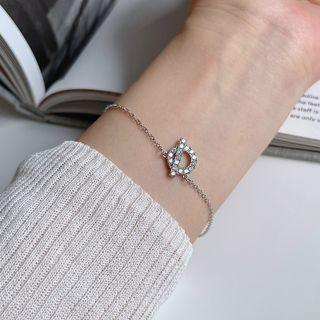 925 Sterling Rhinestone Circle Bracelet S106 - Silver - One Size