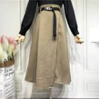 Woolen Cargo A-line Midi Skirt