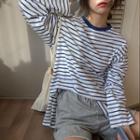 Long Sleeve Striped T-shirt Stripe - Blue - One Size