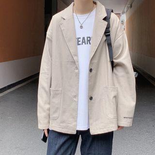 Plain Button-up Oversize Jacket