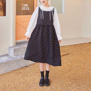 Patterned Midi A-line Overall Dress