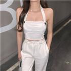 Halter-neck Cropped Top White - One Size