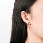 Mushroom Stud Earring 1 Pair - 925 Silver - Gold & White - One Size