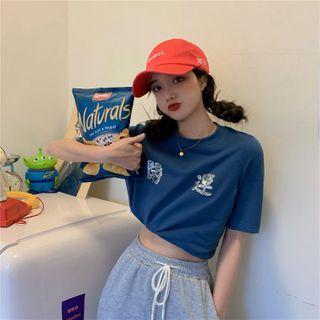 Short-sleeve Chinese Character Sequined T-shirt