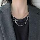 Geometric Layered Stainless Steel Necklace Silver - One Size