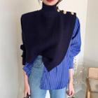 Mock Two Piece Striped Panel Split Top