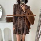 Leopard Long-sleeve Mini Dress