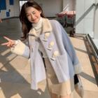 Long-sleeve Toggle Color Block Faux Furry Coat