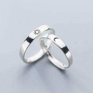 Couple Matching 925 Sterling Silver Engraved Ring