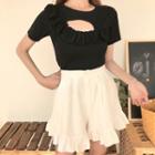 Short-sleeve Cutout Top / A-line Mini Skirt