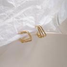 Square Open Hoop Earring 1 Pair - Gold - One Size