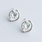 925 Sterling Silver Faux Crystal Planet Earring 1 Pair - S925 Sterling Silver - One Size