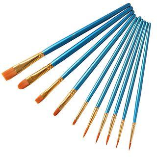 Set Of 10: Watercolor Paint Brush Hb2872a - 10 Pcs - Blue - One Size
