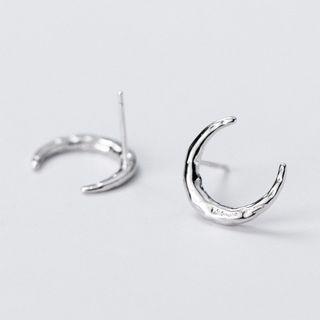 925 Sterling Silver Moon Stud Earrings