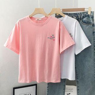 Planet Embroidered Short-sleeve Top