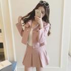 Set: Button Jacket + Pleated A-line Skirt