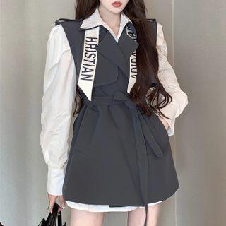 Puff-sleeve Shirt / Vest With Sash