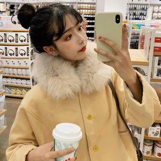 Faux-fur Collar Button Jacket